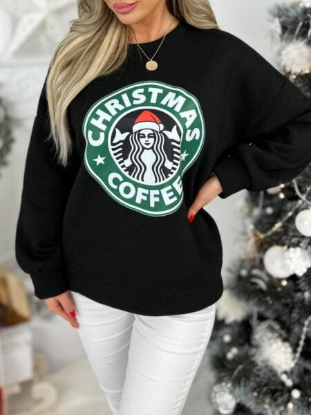 Šiltas džemperis CHRISTMAS COFFEE JUODAS